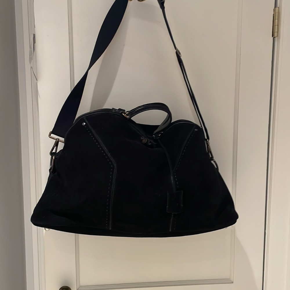 Suede Yves Saint Laurent paris YSL muse overnight duffle camping travel - Picture 12 of 16